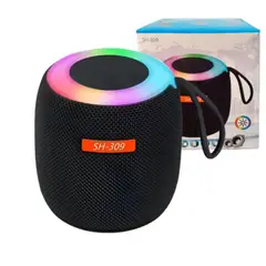 GENERICO - Mini Parlante Portátil SH-309 Bluetooth Con Luz LED - Negro