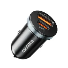 ESSAGER - Cargador para Auto 30 W con Puertos USB-A y USB-C