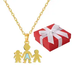 GENERICO - Collar Hombre Papá Hijos Niño Niña Nácar Regalo Cumpleaños Acero Dorado