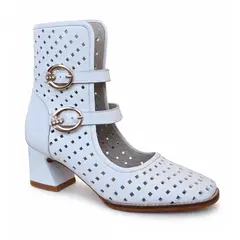 D' PODER - Botín de Cuero Mujer Modelo LUNE Blanco