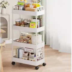GENERICO - Carrito Organizador Estante de 4 niveles con Ruedas para Baño - cocina -multiuso