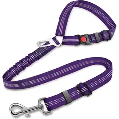 IMPORTADO MC - Correa para Perros de Seguridad en Coche Ajustable Multifuncional 3 en 1 Color Púrpura