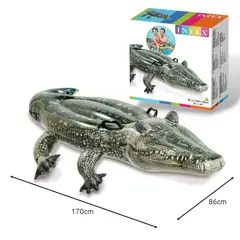 INTEX - Flotador Inflable Diseño Cocodrilo Lagarto Realista 173x107 Cm color Verde Oscuro