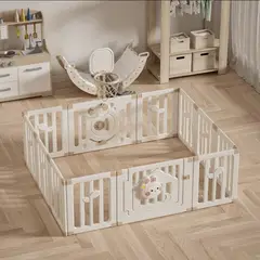 GENERICO - CORRAL CORRALITO INFANTIL BABY RABBIT COFFEE Y ALFOMBRA PLEGABLE 150x180CM