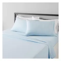 GENERICO - Sábanas 100 % algodón pima celeste 350 hilos Lima Tienda