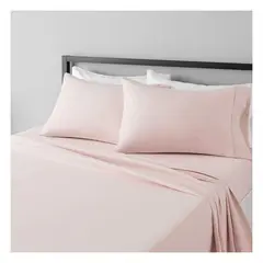 GENERICO - Sábanas 100 % algodón pima rosado 350 hilos Lima Tienda