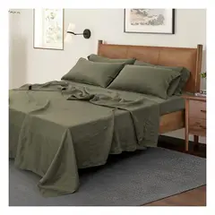 GENERICO - Sábanas 100 % algodón bramante verde army 180 hilos Lima Tienda