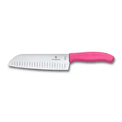 VICTORINOX - Cuchillo Santoku Swiss Classic color rosado en blister Hoja 17 cm