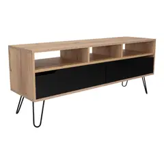 FMFURNITURE - Rack De Tv60" 2 Puertas Y 4 Patas Café Claro Y Negro