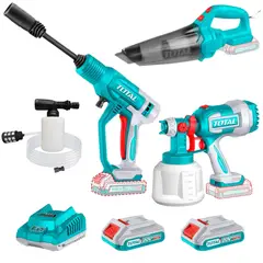 TOTAL - Mega Combo Hidrolavadora + Aspiradora + Pistola para Pintar inalambrico 20V TOSLI230522