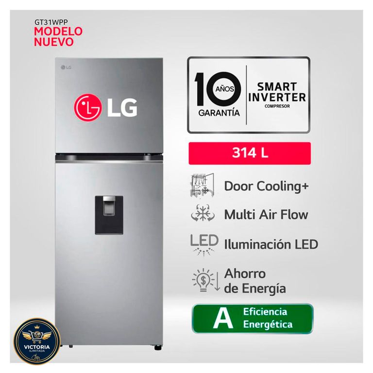 Refrigeradora GT31WPP 314 Litros Top Freezer Door Cooling - Plateada