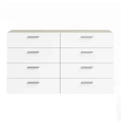 GENERICO - Comoda Melamina Isan Blanco - Duna 1.20m 8 Cajones