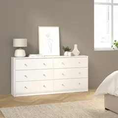 GENERICO - Comoda Melamina Lost Blanco 1.20m 6 Cajones