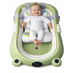 CERDITA - BAÑERA PARA BEBE PLEGABLE CON TERMOMETRO Y COJIN MODELO SAPO VERDE
