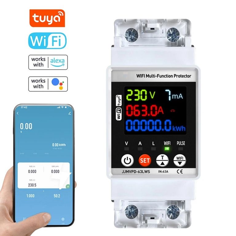 Medidor de Energía Eléctrica WiFi con Protección 63LWS