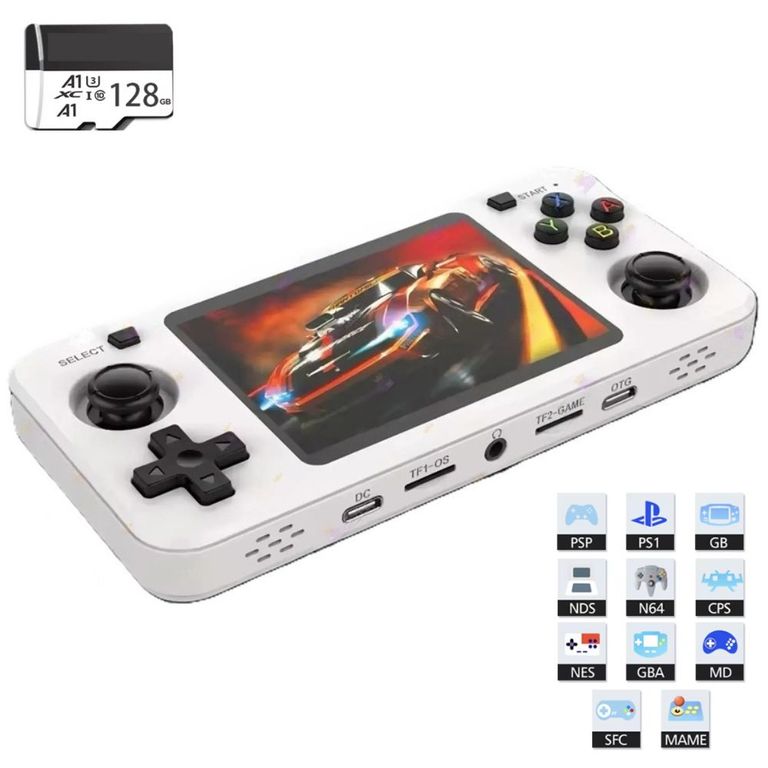 Juego Portatil R36S 128GB Plano 3500mAh Blanco
