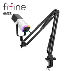 FIFINE - Micrófono AM8T WHITE con Brazo