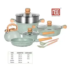 OEM - JUEGO DE OLLAS MGC DE 11 PIEZAS ROCA VOLCANICA