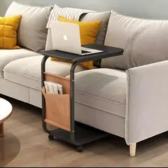 GENERICO - Mesa Auxiliar para Sofá con Ruedas Negro