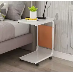 GENERICO - Mesa Auxiliar para Sofá con Ruedas blanco