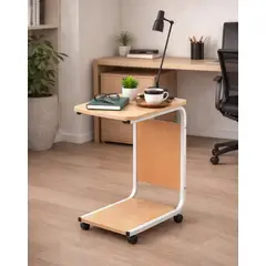 GENERICO - Mesa Auxiliar para Sofá con Ruedas Beige