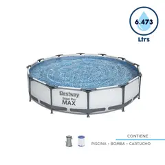 BESTWAY - Piscina Estructural Redonda con Bomba Steel Pro MAX 366x76cm 6473l