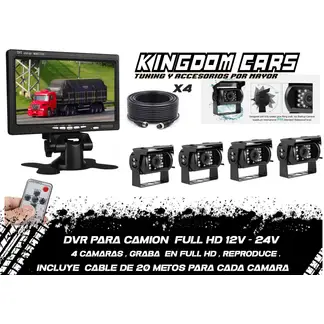 LUX - CAMARA PARA CAMION DVR KIT 4 FULL HD CON PANTALLA 7