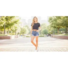 GENERICO - Short jean mom rasgado para mujer