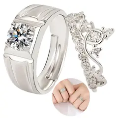 GENERICO - Anillo De Corona Elegante Conjunto De Pareja Diseño Abierto De Lujo