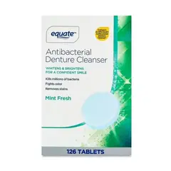 EQUATE - Limpiador Antibacteriano Efervescentes para dentaduras postizas Sabor Menta - 126 und