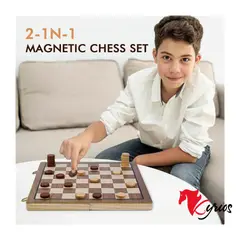 NO LOGO - JUEGO DE AJEDREZ IMPORTADO DE MADERA 2 EN 1 + FUNDA