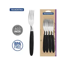 TRAMONTINA - TENEDOR DE MESA IPANEMA MANGO NEGRO DE 12 PIEZAS