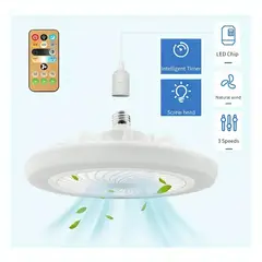 GENERICO - Foco Led Ventilador 3 Velocidades Temporizador 3 Luces a Control Remoto para oficina Hogar 30 W