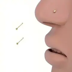 GENERICO - Set x 2 piercings para nariz hélix tragus palito recto bolita dorada