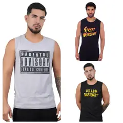 M MUSCLE MUSEUM - Pack Fighter x 3 Polos Manga Cero Deportivos colores Plomo y Negro para Hombre