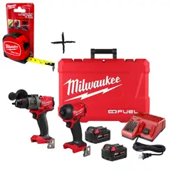 MILWAUKEE - Combo BL FUEL M18 de Taladro percutor + Atornillador de impacto + WINCHA DE 3metros 3697-259