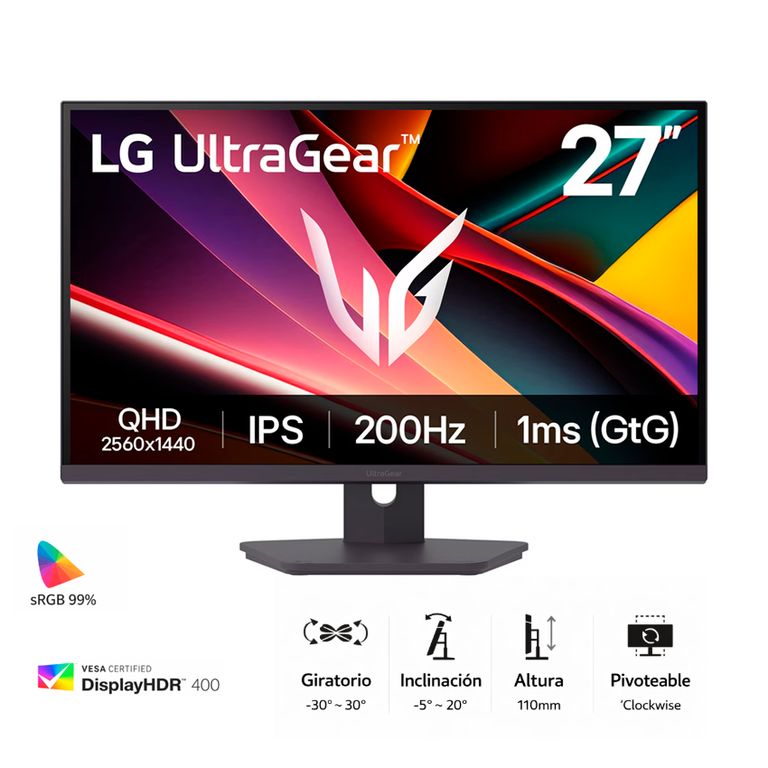Monitor Gaming UltraGear 27G610A-B QHD 200Hz IPS 1ms HDR400