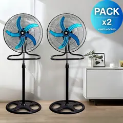 PREMIUM - Pack x 2 Ventilador De Pie, Pared y Piso Con 5 Aspas de Aluminio 65W