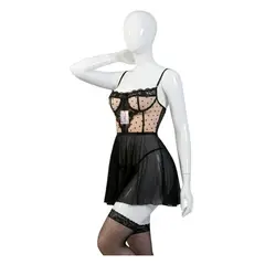 GENERICO - BABYDOLL LENCERIA DE ENCAJE SEXY CON MEDIAS