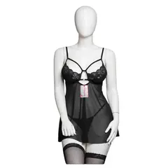 GENERICO - BABYDOLL LENCERIA DE ENCAJE SEXY CON MEDIAS