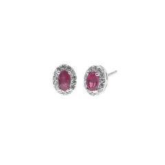 BALIQ - Aretes Rubí Ovalados Plata 925