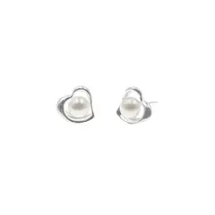 BALIQ - Aretes Perla Corazón Plata 925