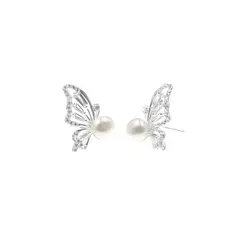 BALIQ - Aretes Perla Mariposa Plata 925