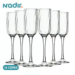 NADIR - Set De Copas Champagne Vidrio Fiore X12 Pzs