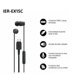 SONY - Audifono USB C EX15C con Microfono - Negro