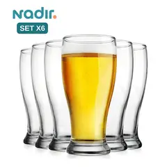 NADIR - Set 6 Vasos De Cerveza Munich Vidrio 530ml Cod 7009