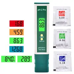 GENERICO - Medidor de PH-2 Pro Digital Litmus Tester Mejorado 3 Buffers