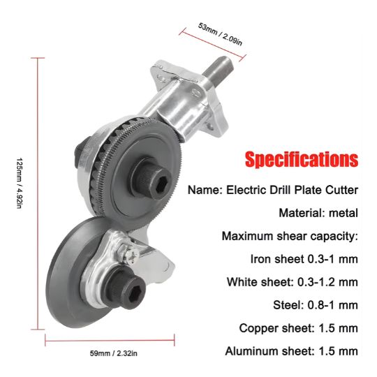 Cizalla Adaptadora para Taladro Cortador de Planchas de Metal de Alta Precisión