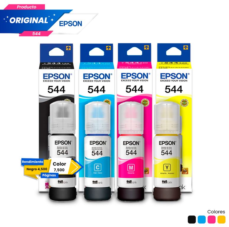 Kit Tinta 544 Original Negro Cian Magenta Amarillo