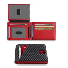 GENERICO - Billetera Antirobo Sistema Rfip doble cuerpo Roja